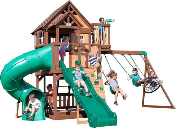 Backyard Discovery Skyfort III Cedar Swing Set w/ Tube Slide – DIY – Bitz & Buttons