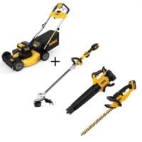 Dewalt 20V MAX 21.5 in Walk Behind Lawn Mower Kit, Hedge Trimmer Kit, String Trimmer & Leaf Blower – Bitz & Buttons